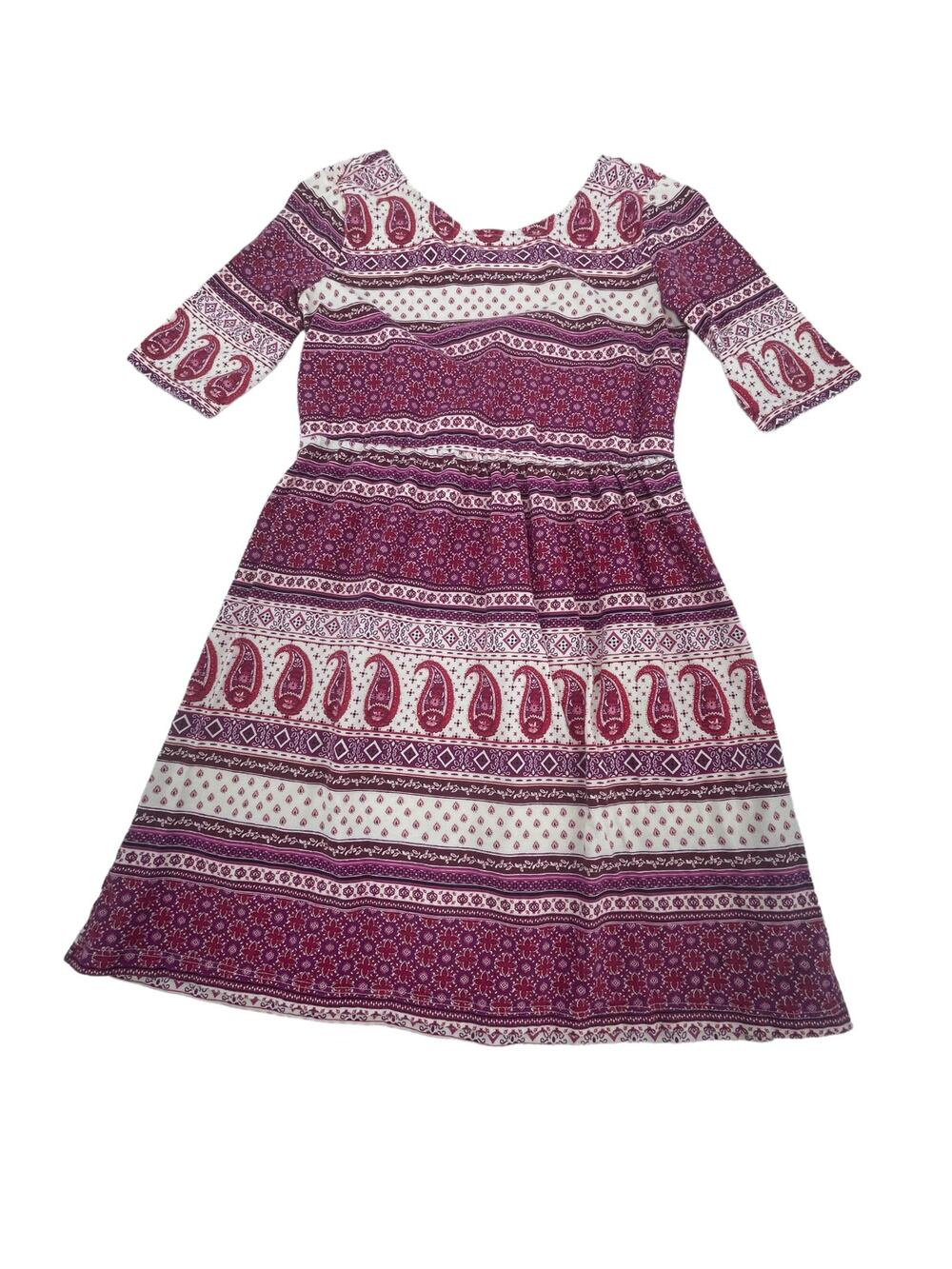 Old Navy Girls Burgundy White Paisley Mini Dress Youth Size Medium 8
